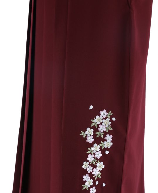 卒業式袴単品レンタル[大きめサイズ]エンジに桜刺繍[身長153-157cm]No.719